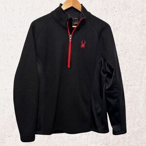 Spyder Black and Red Quarter-Zip Sweatshirt